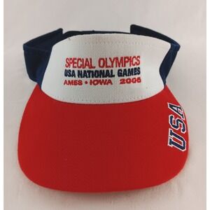 Special Olympics Hat Red White Blue Ames Iowa Visor